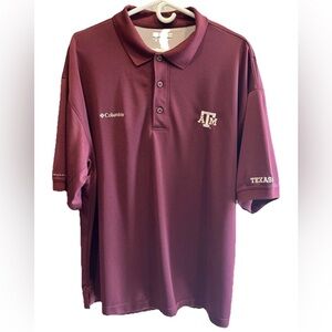 Columbia Texas A&M Aggies Polo Shirt SEC Side Omni-Shade Vents Men's Sz XL